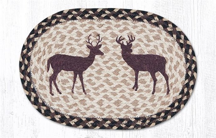 Deer Silhouette Printed Oval Braided Swatch 10"x15" Thumbnail