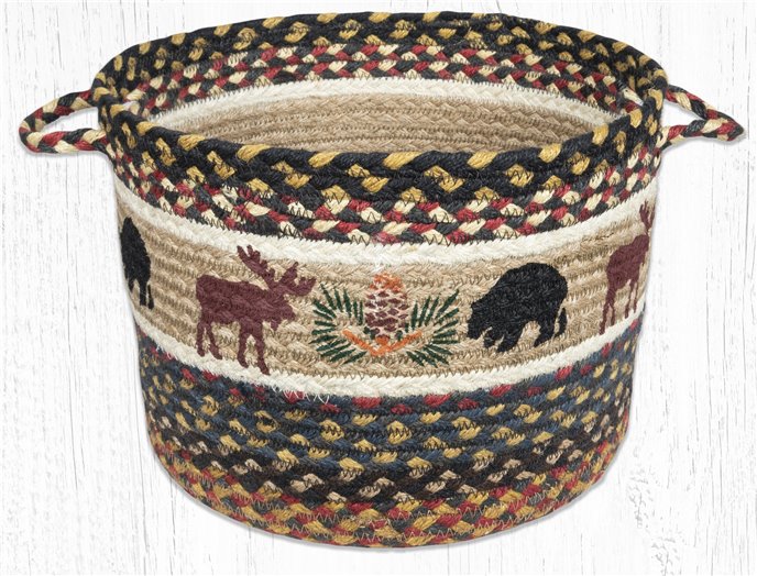 Bear/Moose Printed Braided Utility Basket 13"x9" Thumbnail