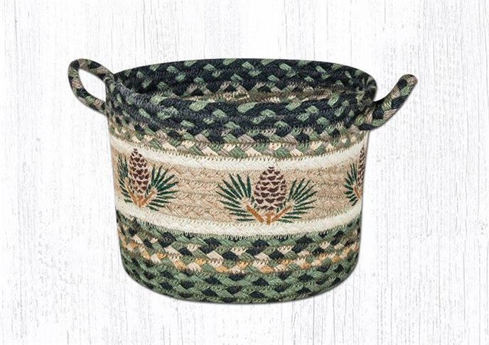 Pinecone Printed Braided Utility Basket 13"x9" Thumbnail