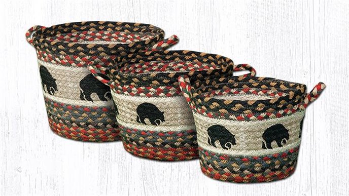 Black Bears Printed Braided Utility Basket 9"x7" Thumbnail