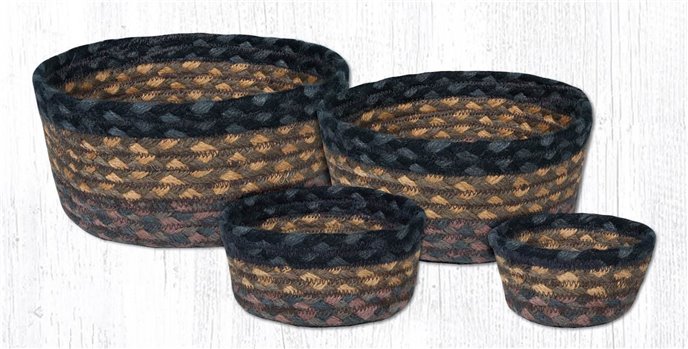 Brown/Black/Charcoal Braided Casserole Baskets Set of 4 Thumbnail