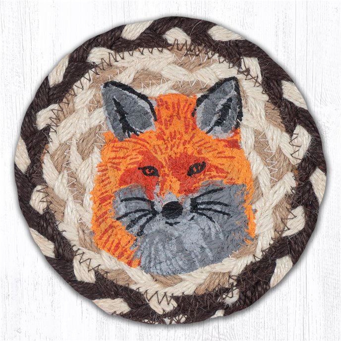 Fox Printed Braided Coaster 5"x5" Set of 4 Thumbnail