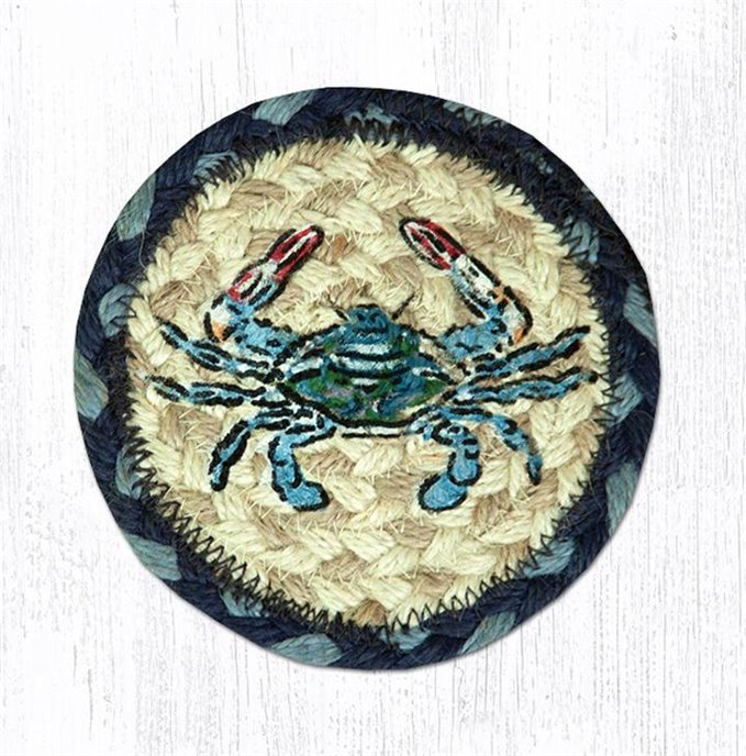 Blue Crab Printed Braided Coaster 5"x5" Set of 4 Thumbnail