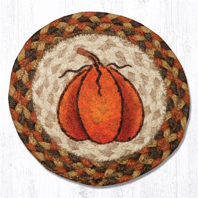 Harvest Pumpkin Round Large Braided Coaster 7"x7" Set of 4 Thumbnail