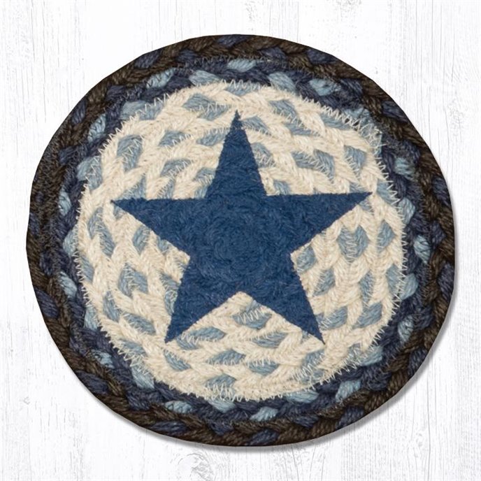 Blue Star Round Large Braided Coaster 7"x7" Set of 4 Thumbnail