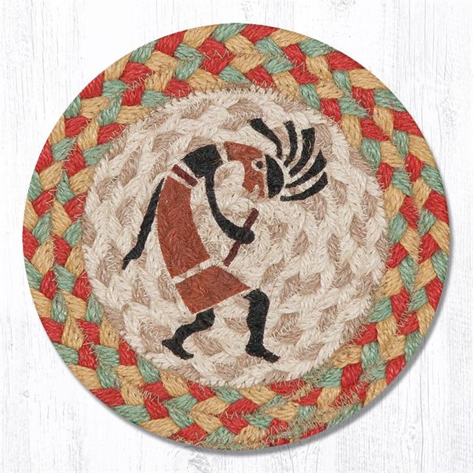 Kokopelli Round Large Braided Coaster 7"x7" Set of 4 Thumbnail