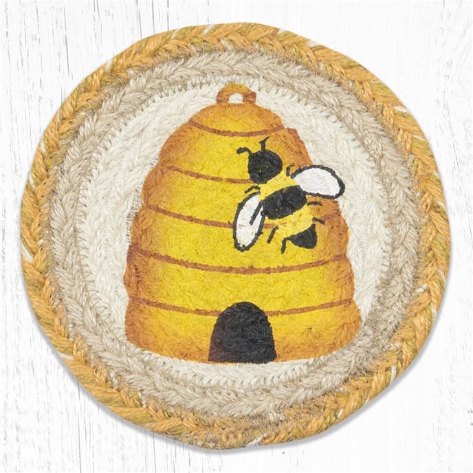 Beehive Round Large Braided Coaster 7"x7" Set of 4 Thumbnail
