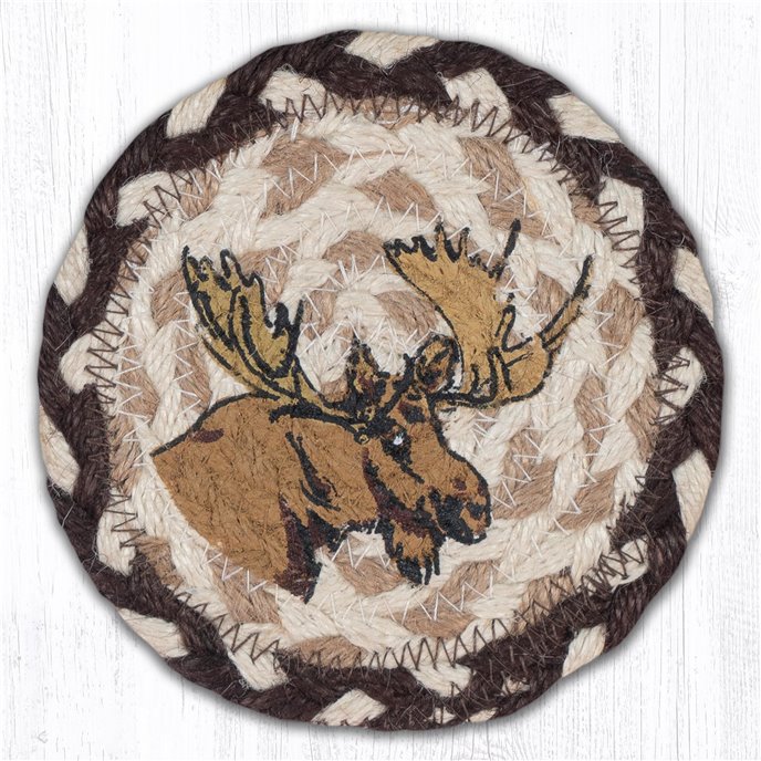 Moose Printed Braided Coaster 5"x5" Set of 4 Thumbnail