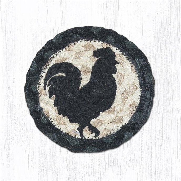 Rooster Silhouette Printed Braided Coaster 5"x5" Set of 4 Thumbnail