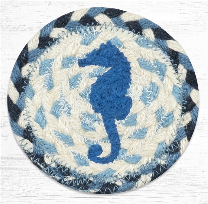 Seahorse Printed Braided Coaster 5"x5" Set of 4 Thumbnail