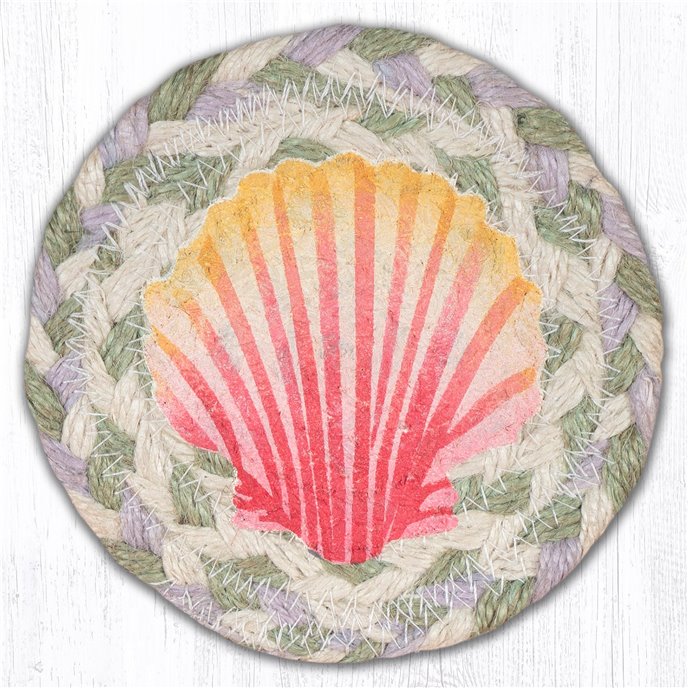 Scallop Printed Braided Coaster 5"x5" Set of 4 Thumbnail