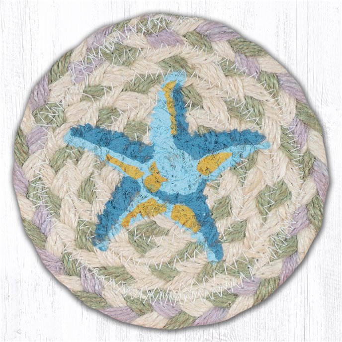 Starfish Printed Braided Coaster 5"x5" Set of 4 Thumbnail
