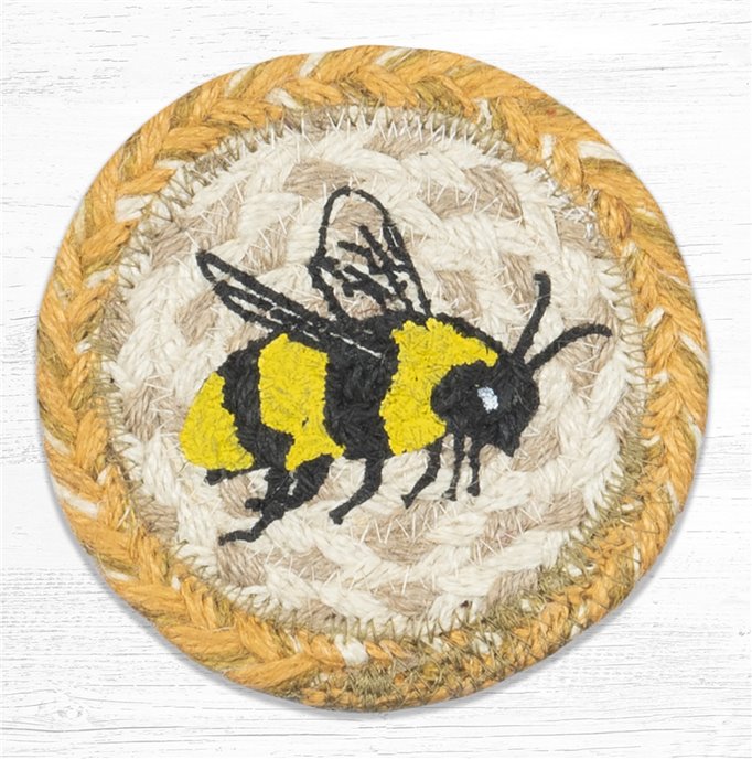 Bee Printed Braided Coaster 5"x5" Set of 4 Thumbnail