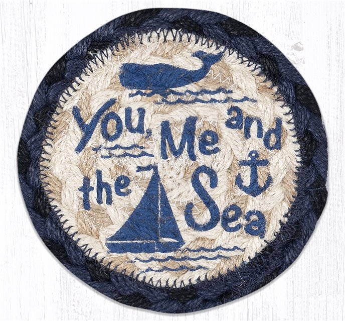 You, Me and the Sea Printed Braided Coaster 5"x5" Set of 4 Thumbnail
