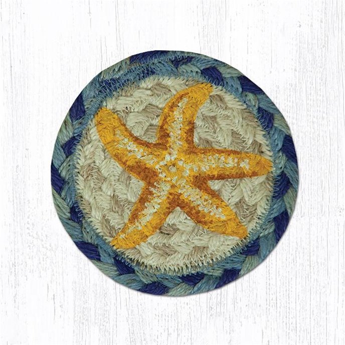 Starfish Printed Braided Coaster 5"x5" Set of 4 Thumbnail