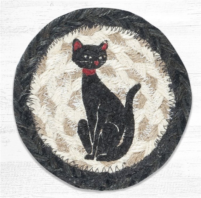 Crazy Cat Printed Braided Coaster 5"x5" Set of 4 Thumbnail