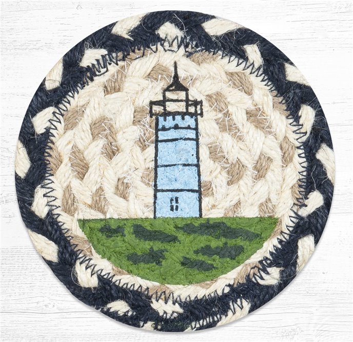 Nubble Lighthouse Printed Braided Coaster 5"x5" Set of 4 Thumbnail