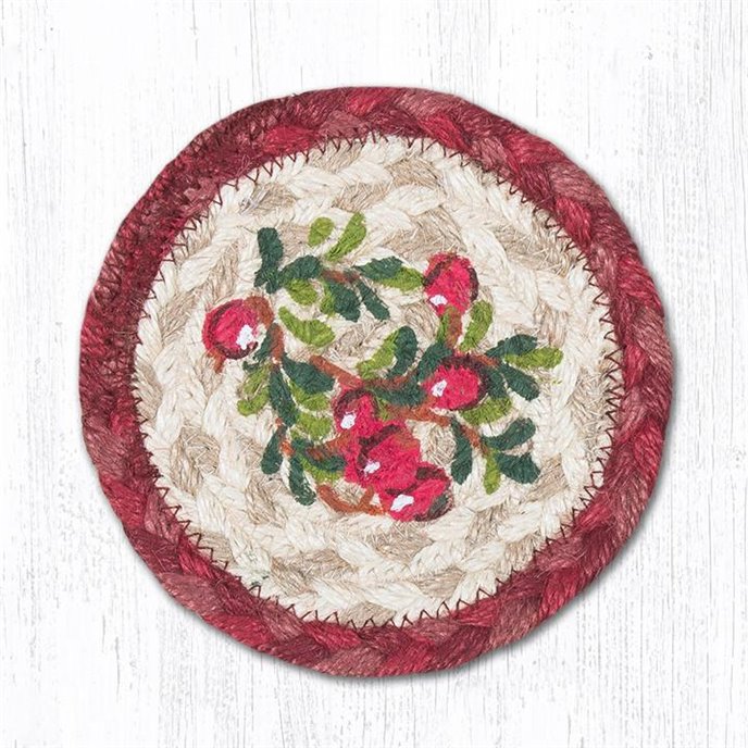 Cranberries Printed Braided Coaster 5"x5" Set of 4 Thumbnail