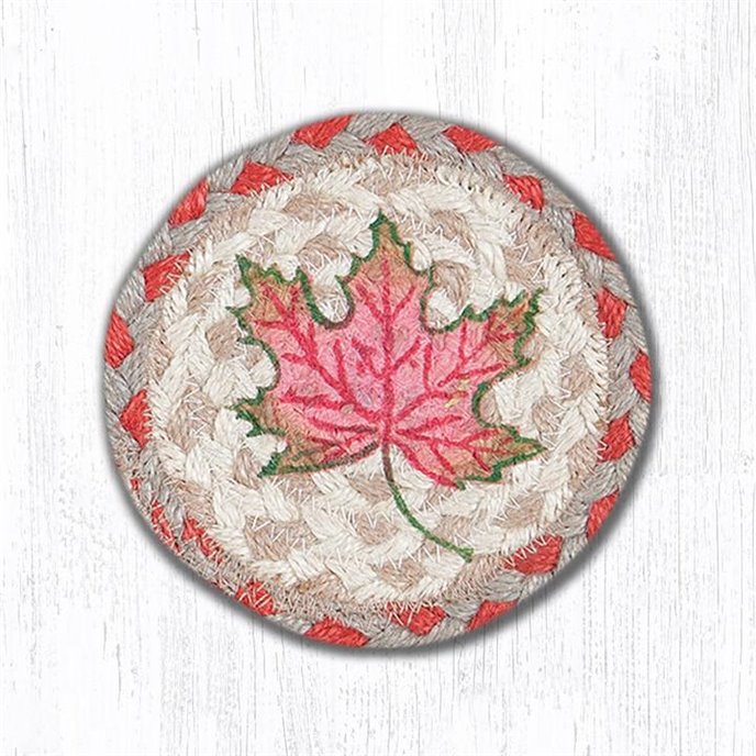 Autumn Leaves Printed Braided Coaster 5"x5" Set of 4 Thumbnail