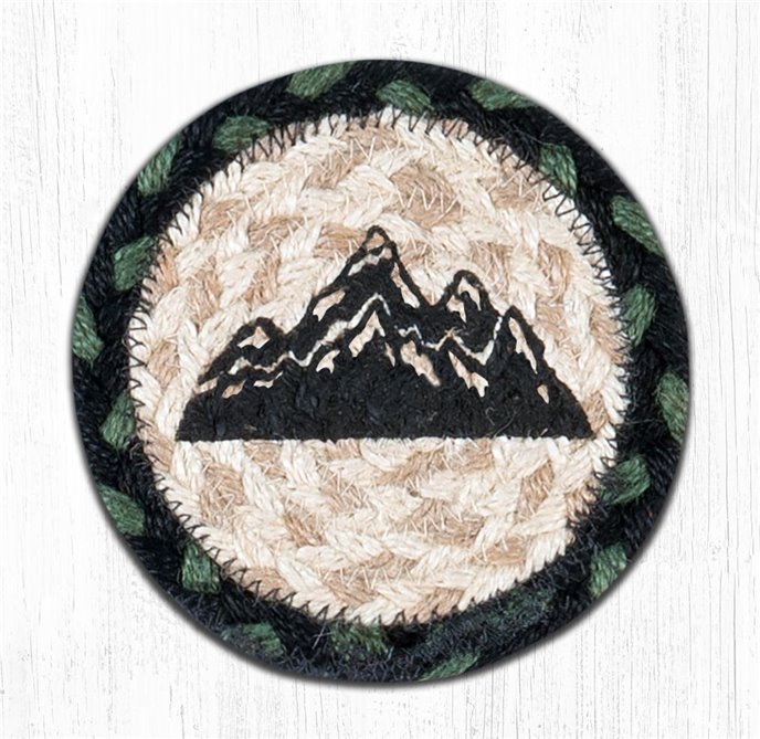 Mountain Silhouette Printed Braided Coaster 5"x5" Set of 4 Thumbnail