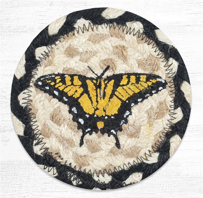 Swallowtail Butterfly Printed Braided Coaster 5"x5" Set of 4 Thumbnail