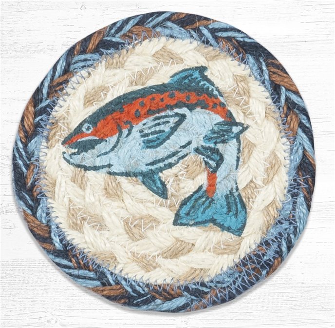 Blue Fish Printed Braided Coaster 5"x5" Set of 4 Thumbnail