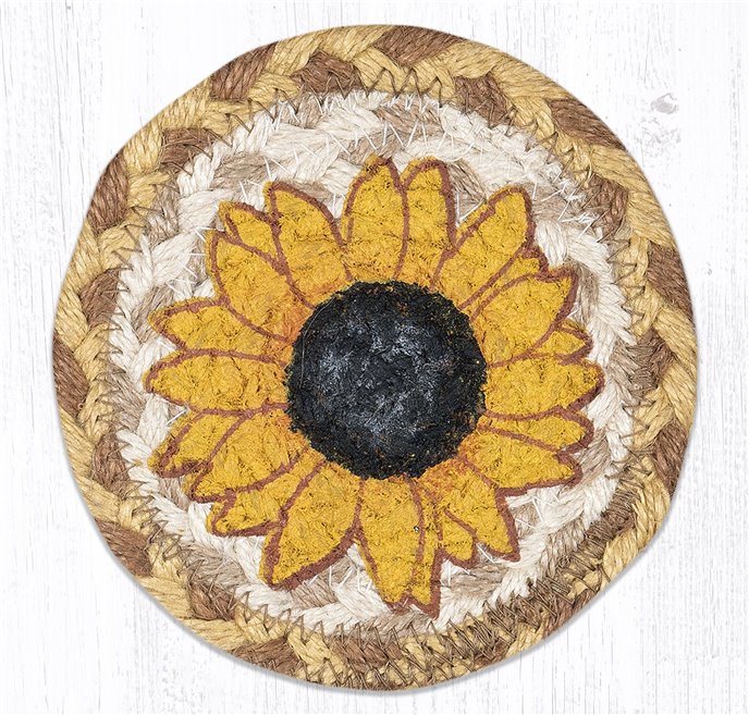 Sunflower Printed Braided Coaster 5"x5" Set of 4 Thumbnail