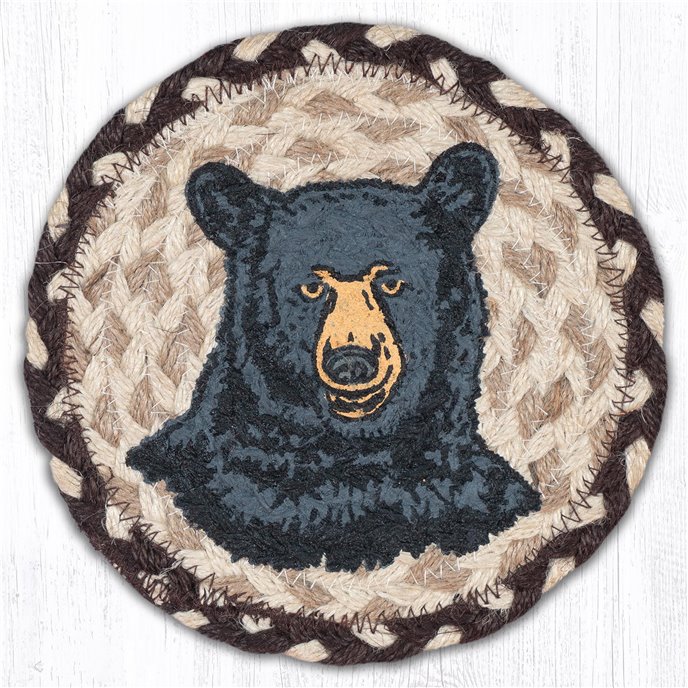 Bear Round Large Braided Coaster 7"x7" Set of 4 Thumbnail