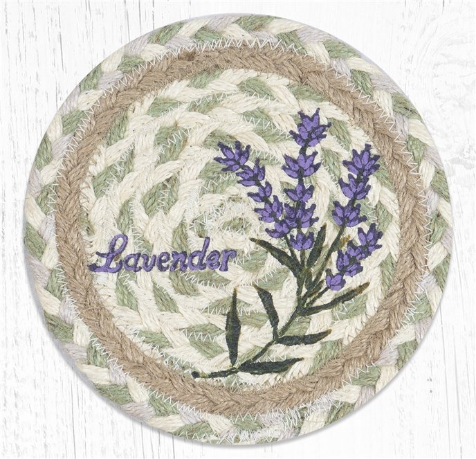 Lavender Round Large Braided Coaster 7"x7" Set of 4 Thumbnail