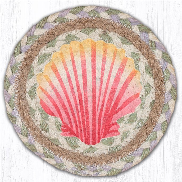 Scallop Round Large Braided Coaster 7"x7" Set of 4 Thumbnail