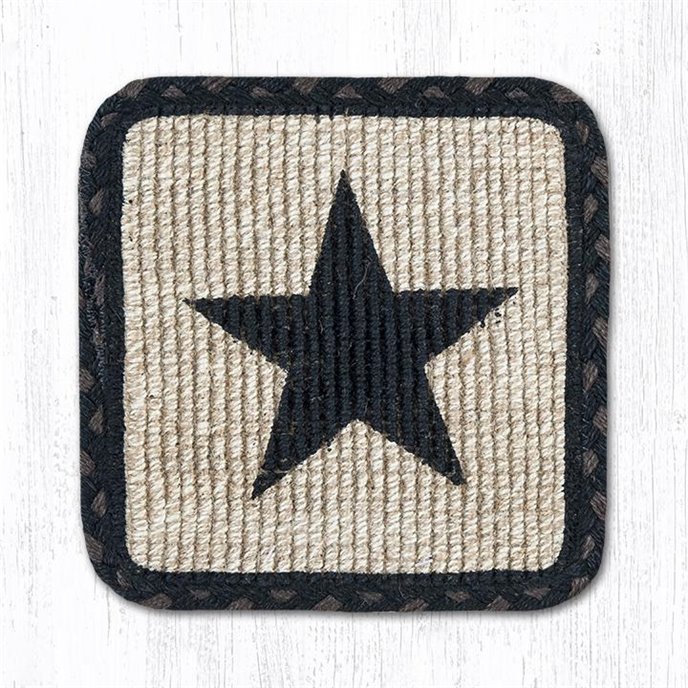 Black Star Wicker Weave Braided Coaster 5"x5" Set of 4 Thumbnail