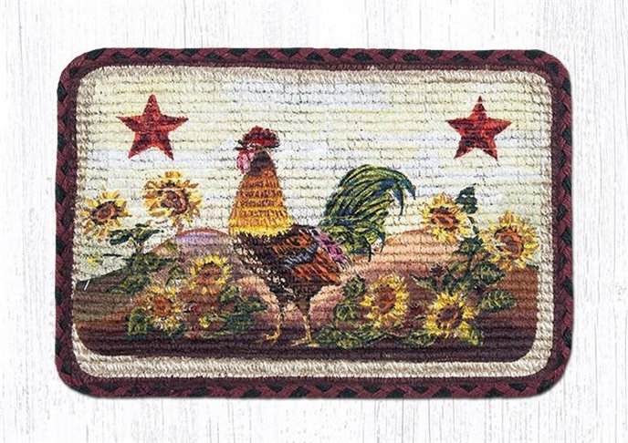 Morning Rooster Wicker Weave Braided Coaster 5"x5" Set of 4 Thumbnail