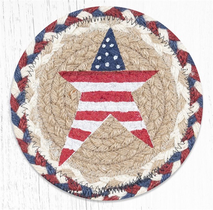 Primitive American Star Round Large Braided Coaster 7"x7" Set of 4 Thumbnail