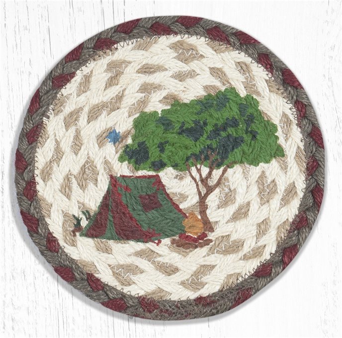 Tent Round Large Braided Coaster 7"x7" Set of 4 Thumbnail