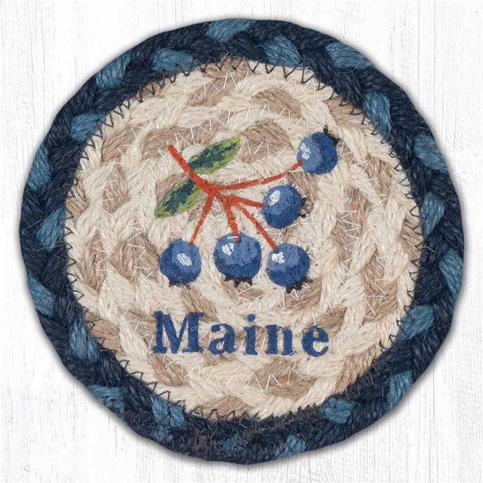 Blueberry Maine Printed Braided Coaster 5"x5" Set of 4 Thumbnail