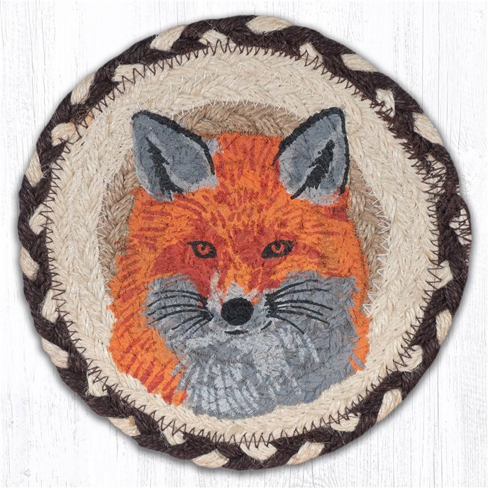 Fox Round Large Braided Coaster 7"x7" Set of 4 Thumbnail