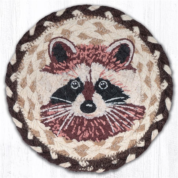 Raccoon Round Large Braided Coaster 7"x7" Set of 4 Thumbnail