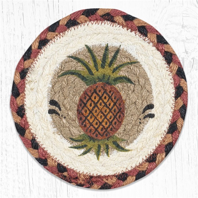 Pineapple Round Large Braided Coaster 7"x7" Set of 4 Thumbnail