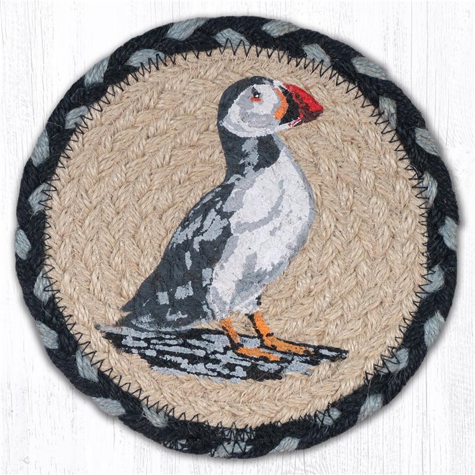 Puffin Round Large Braided Coaster 7"x7" Set of 4 Thumbnail