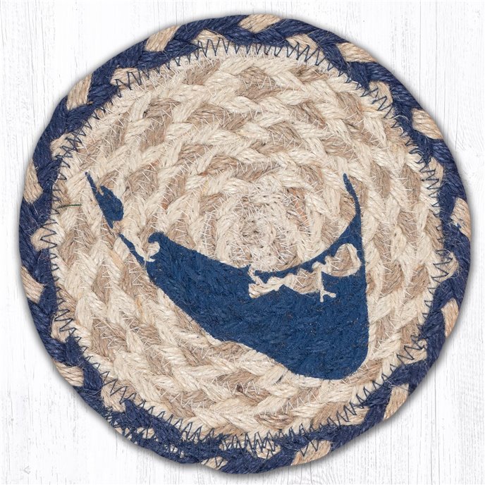 Nantucket Round Large Braided Coaster 7"x7" Set of 4 Thumbnail