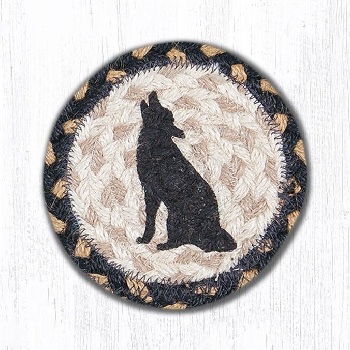 Howling Coyote Printed Braided Coaster 5"x5" Set of 4 Thumbnail