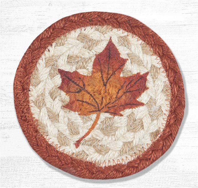 Maple Leaf Printed Braided Coaster 5"x5" Set of 4 Thumbnail