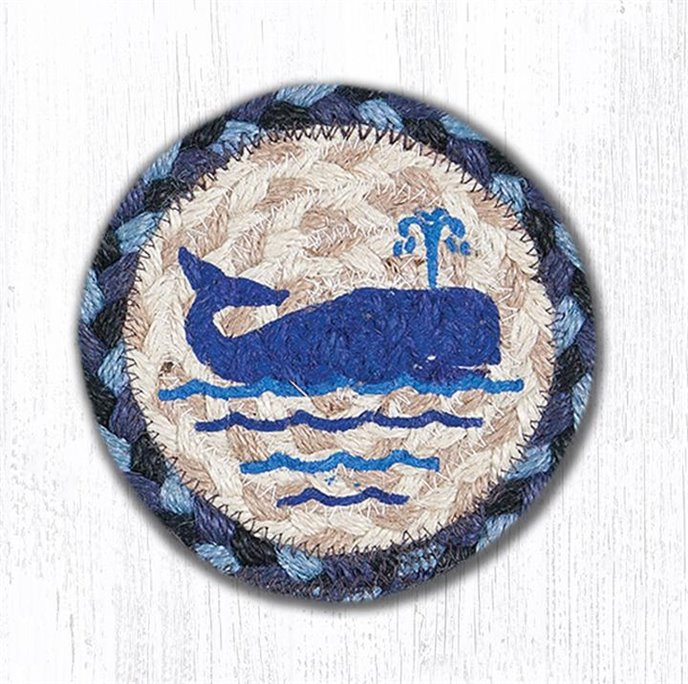 Whale Printed Braided Coaster 5"x5" Set of 4 Thumbnail