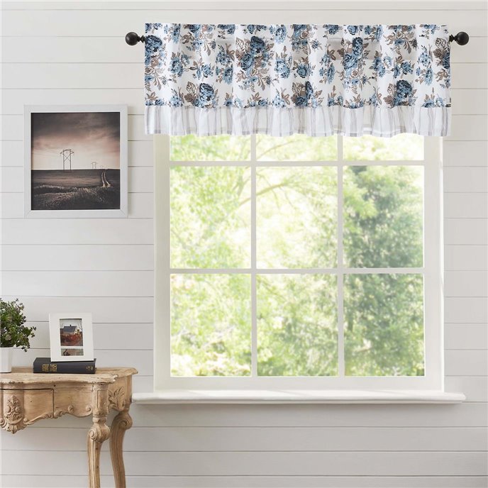 Annie Blue Floral Ruffled Valance 16x60 Thumbnail