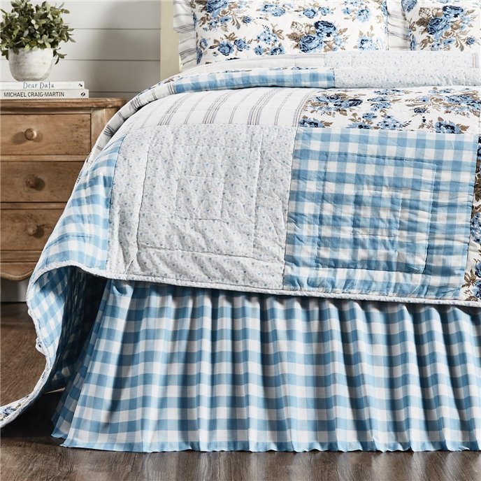 Annie Buffalo Blue Check King Bed Skirt 78x80x16 Thumbnail