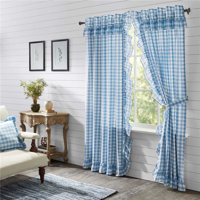 Annie Buffalo Blue Check Ruffled Panel Set of 2 84x40 Thumbnail