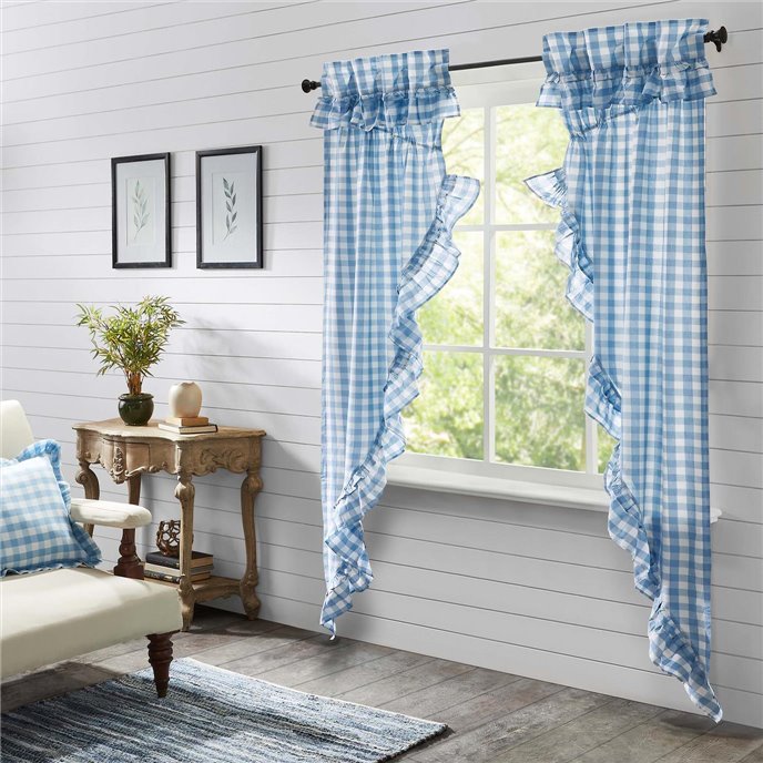 Annie Buffalo Blue Check Ruffled Prairie Long Panel Set of 2 84x36x18 Thumbnail