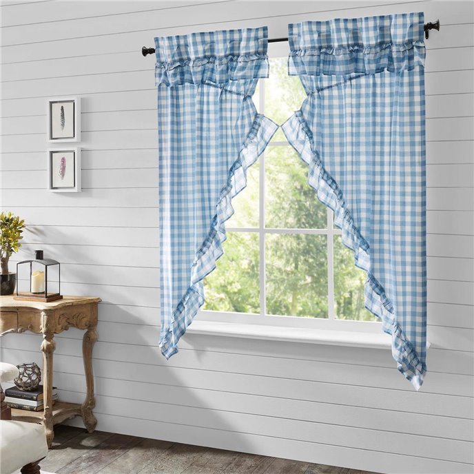 Annie Buffalo Blue Check Ruffled Prairie Short Panel Set of 2 63x36x18 Thumbnail