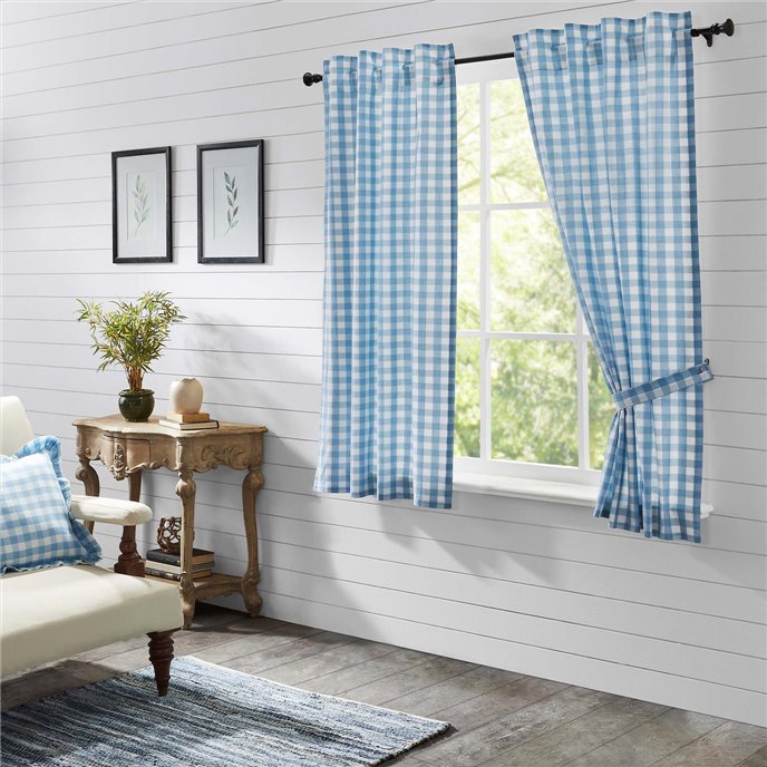 Annie Buffalo Blue Check Short Panel Set of 2 63x36 Thumbnail