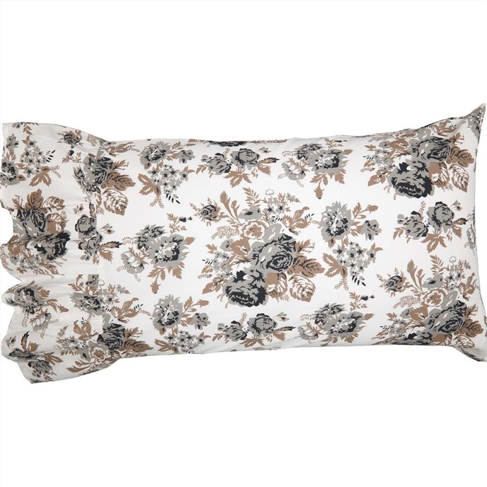 Annie Portabella Floral Ruffled Standard Pillow Case Set of 2 21x26+8 Thumbnail